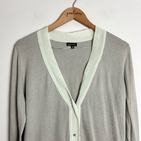 NWT Rebecca Elliot Taupe Gray Long Sleeve Cardigan Sweater Medium M - Picture 2 of 5